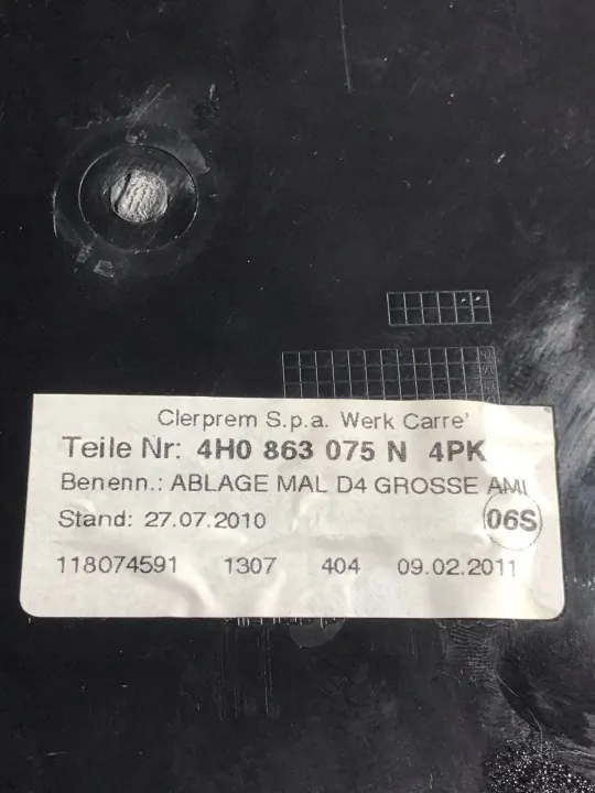 Reposabrazos túnel central delantero OEM 4H0863075N Audi A8 S8 D4 image 5