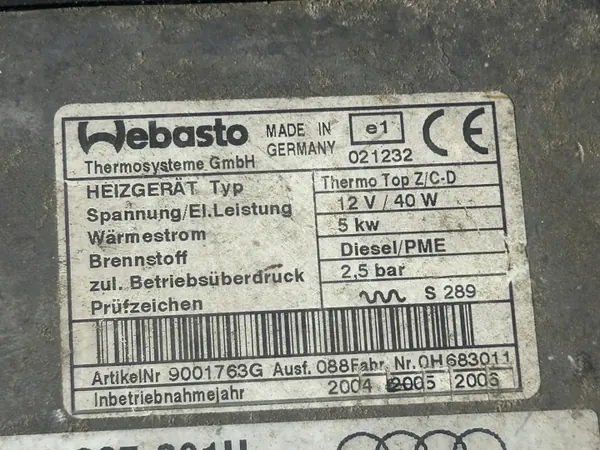 AUDI A8 D3 3.0 4.0 4.2 TDI WEBASTO 4E0265081H image 4