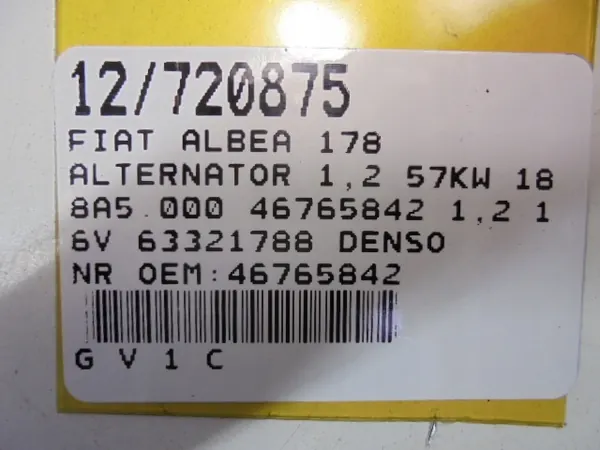 Vaihtovirtageneraattori Fiat 1.2 57KW 46765842 image 8