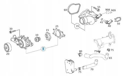 Mercedes W203 OM646 Diesel Vattenpump A6462000301 image 3