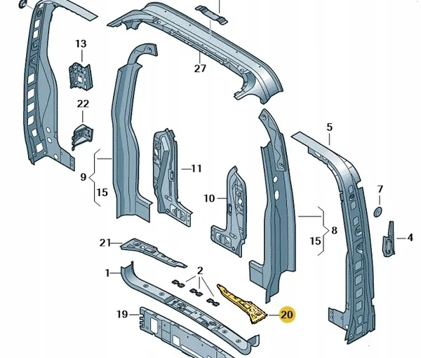 Ceinture arrière gauche OEM 2PAST VW Transporter T5 T6 image 2