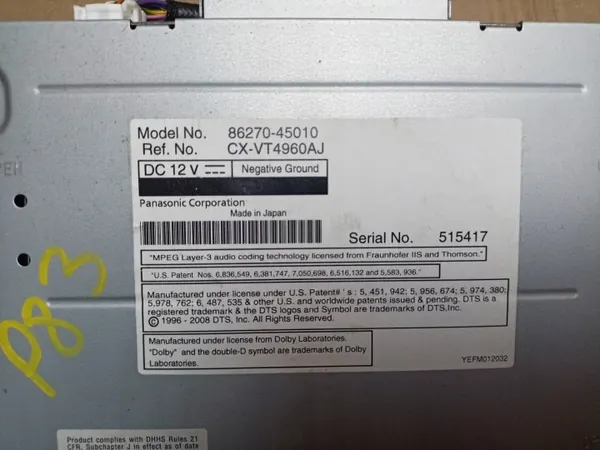 Lecteur DVD Toyota Sienna 3 OEM 86270-45010 Occasion image 3