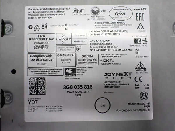 Unité d'affichage navigation OEM 3G8035816 pour VW Touran image 9