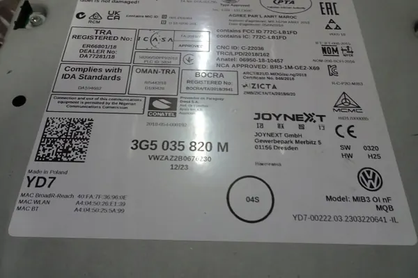VW Taigo Navigationsleser OEM 3G5035820M image 3