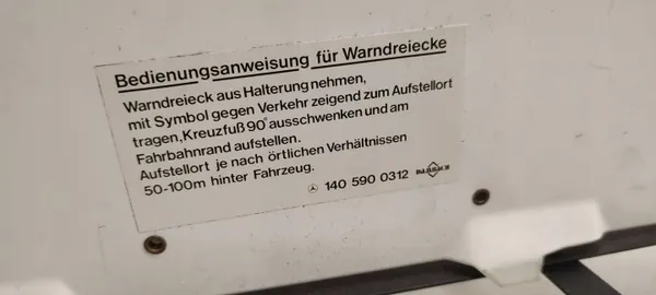 Waarschuwingsdriehoek OEM 1405900312 Mercedes W124 image 6