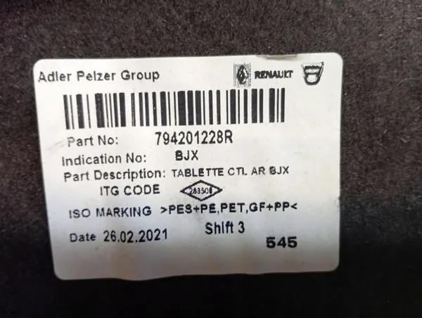 Estante de maletero OEM 794201228R para Dacia Sandero Stepway image 7