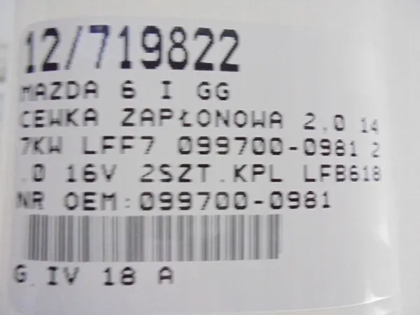 Bobina de encendido Mazda 6 I GG 2.0 16V 099700-0981 image 8