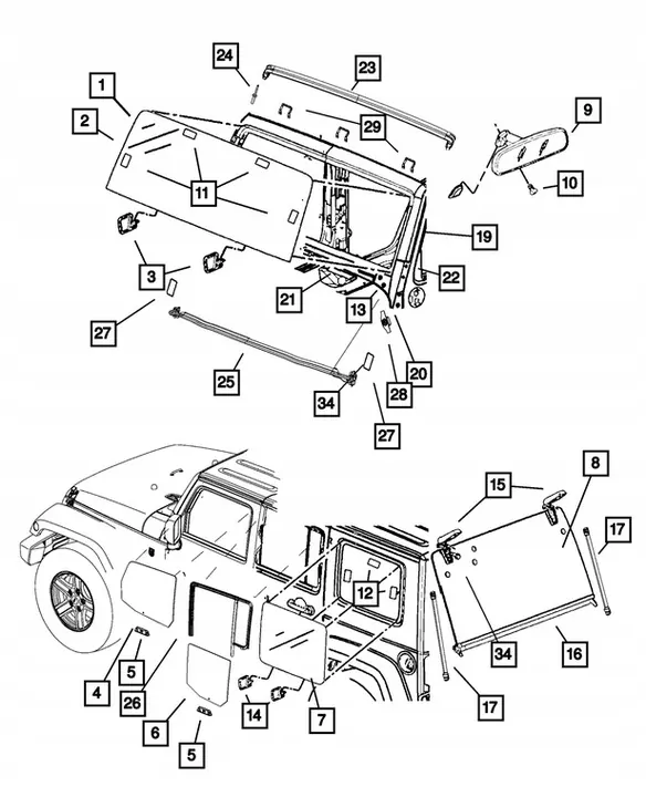 Gasfjäderaktuator för Jeep Wrangler JK image 2
