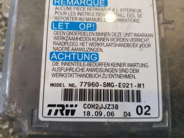 Airbag-modul OEM 77960SMG - Begagnad Honda OE image 3