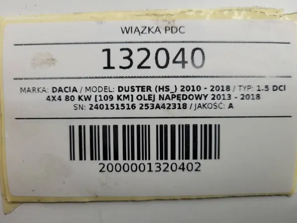 Cable PDC trasero OEM 240151516 253A42318 Dacia Duster image 8