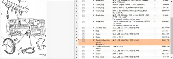 Kampiakselin Sijaintianturi Saab 9-5 1999 image 4