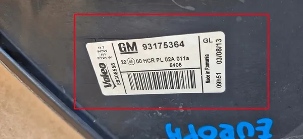 OPEL MERIVA A Faro Delantero Izquierdo 93175364 image 6