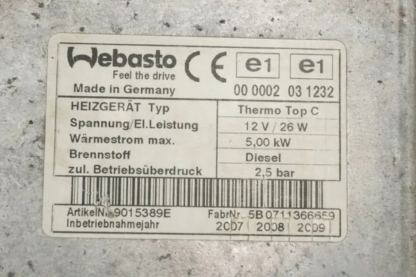 Webasto parkeerverwarming OEM 9015389E voor Toyota image 7