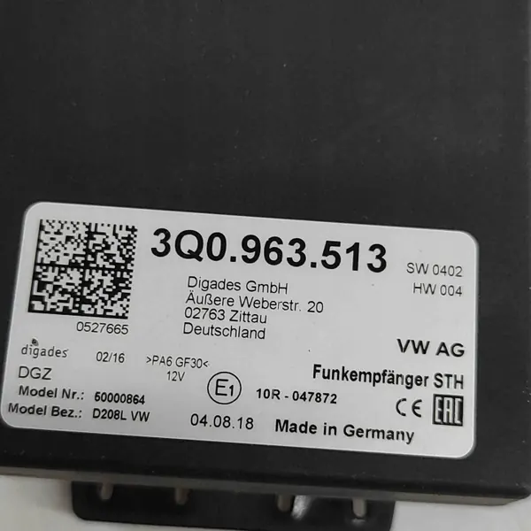 Module Webasto OEM 3Q0963513 pour VW Skoda Seat Audi image 4