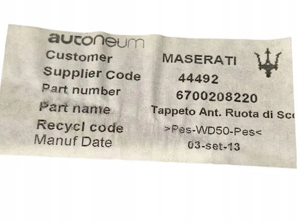Tapis de coffre Maserati Ghibli OEM 6700208220 image 7