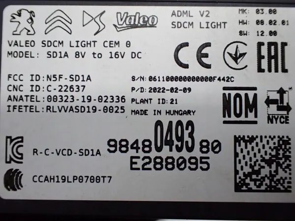 Módulo Controlo Luzes OEM 9848049380 Peugeot 308 III image 3
