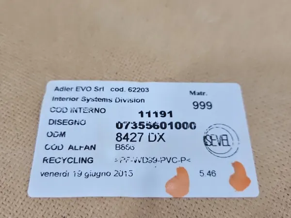 OEM 07355601000 Tapicería Puerta Delantera Derecha Fiat Ducato IV image 4