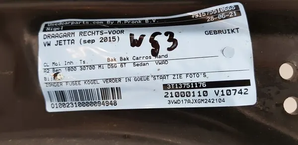 Braccio di controllo anteriore destro VW Jetta VI image 6