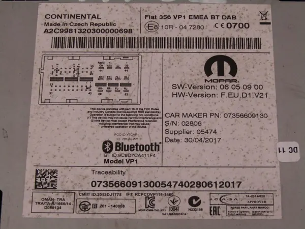 Fiat Tipo II radionäyttö OEM 07356609130 käytetty image 5