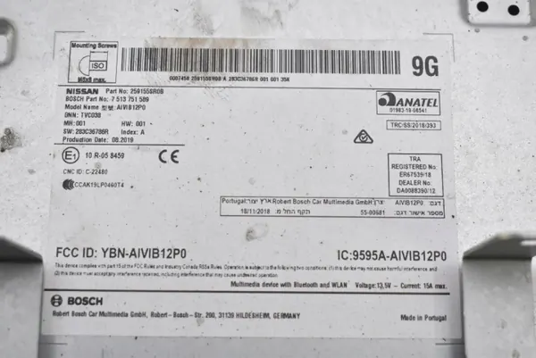 OEM 259155SR0B Radio CD AUX Navi voor Nissan Leaf II image 7