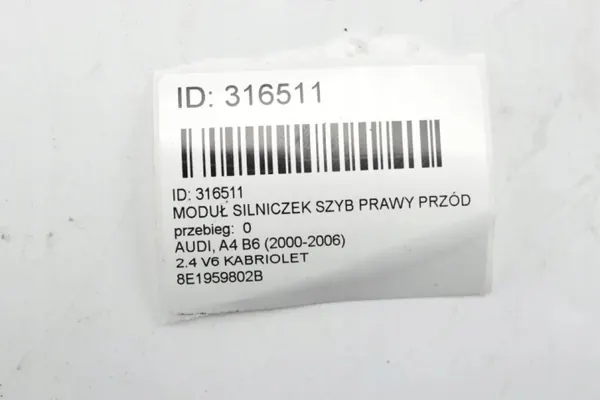 OEM 8E1959802B Oikea etuikkunan moottori Audi A4 image 7