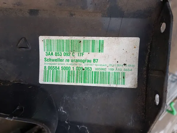 VW PASSAT B7 - RECHTS PROFIEL LK7X 3AA853092C image 8