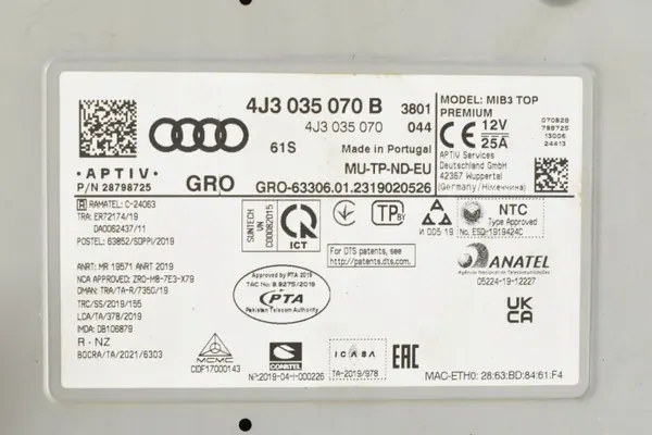 Módulo Navegação MIB3 OEM 4J3035070B para Audi E-Tron GT image 4