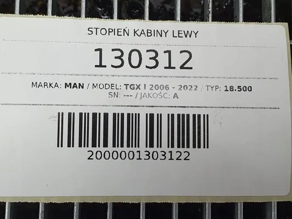 Ohjaamon porras vasen OEM AUST130312 MAN TGX Euro 6 image 10