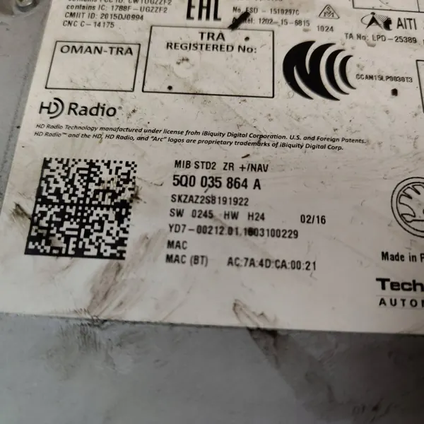 Radio Skoda Octavia Mk3 OEM 5Q0035864A CD/DVD/GPS image 5