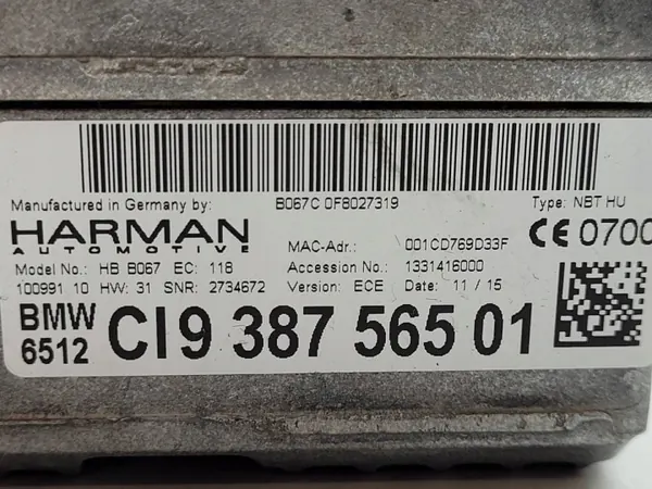 OEM 9387565 BMW 5 F10 F11 Harman Kardon Radio Navi image 8