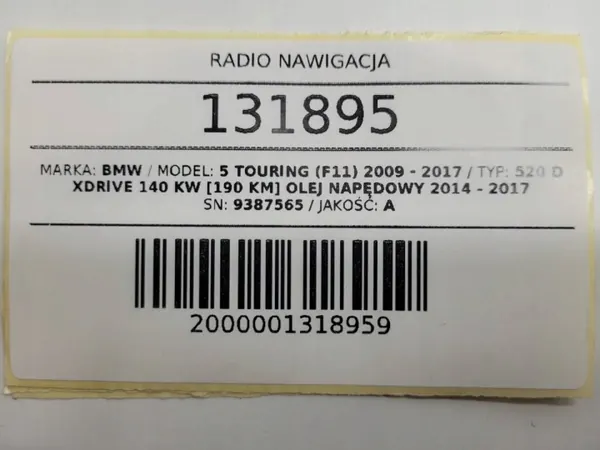 OEM 9387565 BMW 5 F10 F11 Harman Kardon Radio Navi image 9