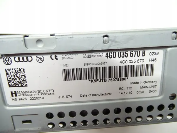OEM 4G0035670B Changer CD 6 disques pour Audi A6 C7/A7 image 7