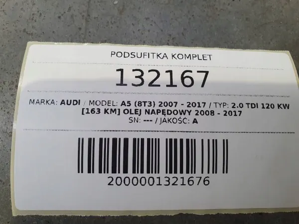 Kit Garniture Plafond OEM AUST132167 pour Audi A5 8T image 8