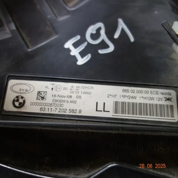 Farol Direito BMW E90 E91 LCI 63117202582.9 image 6