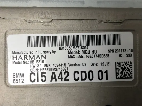 Pääyksikkö OEM 65125A42CD0 BMW 3 G20 2019- image 8