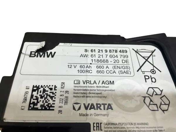 AGM Start-Stop Accu OEM 9878489 12V 60Ah BMW image 4