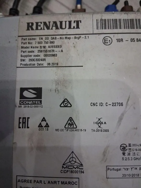 Gebruikte Radiocode OEM 259155167R voor Renault Clio V image 5