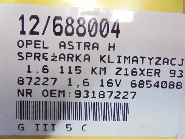 Compressore Aria Condizionata OPEL ASTRA III H 93187227 image 9