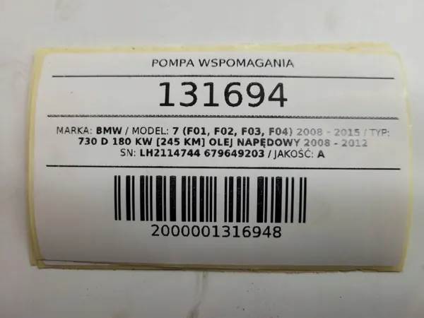 Pompe de direction OEM LH2114744 pour BMW 7 F01 image 7
