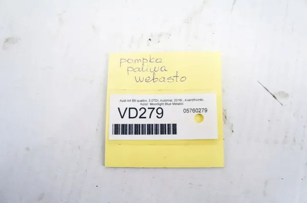 VD279 Audi A4 B9 3.0 TDI Fuel Pump Webasta 4M0963303A image 4