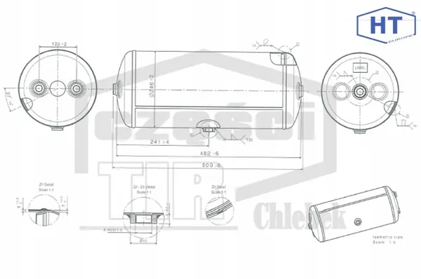 Ilmasäiliö 20L 246x500mm OEM 08-07-UN-273-BHT image 3