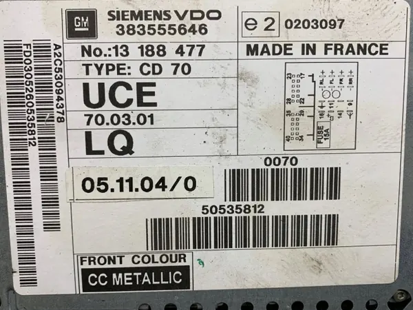 OEM 13188477 radio voor Opel Vectra C 2002-2009 image 6