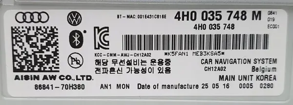 Begagnad Audi MMI-enhet OEM 4H0035748M för A8 D4 image 7