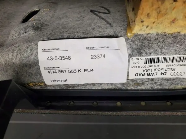 Teto Audi A8 S8 D4 OEM 4H4867505K Preto image 4