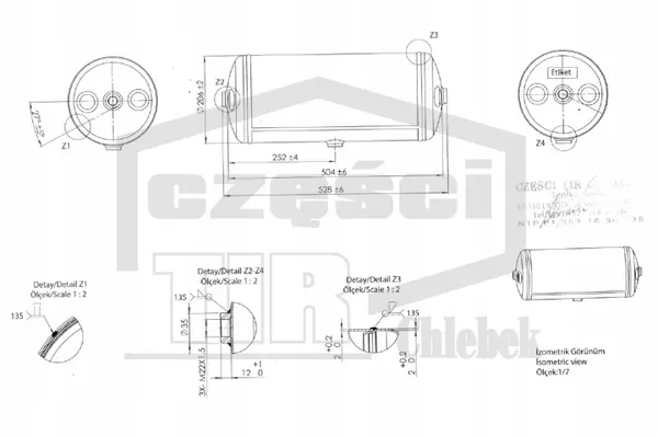 Luchtreservoir 15L 206x526 OEM 1360401 image 2