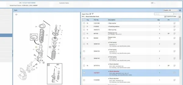 Ammortizzatore Anteriore Sinistro VOLVO XC90 I 31277877 image 10