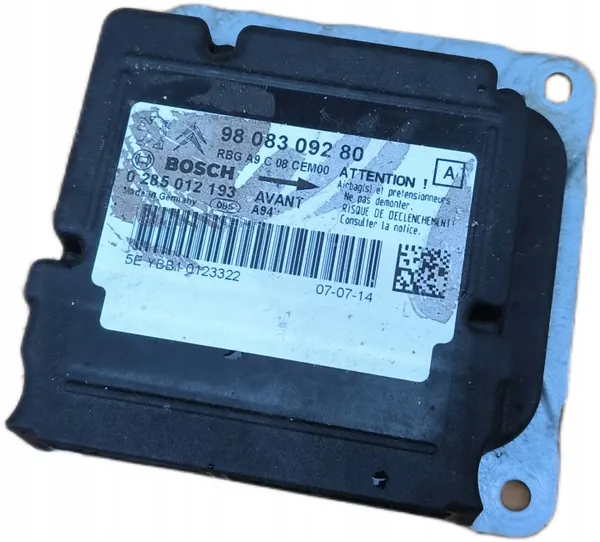 Módulo sensor airbag Peugeot Citroen OEM 9808309280 image 2