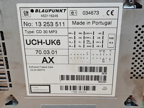 OEM 13253511 13265762 Werksradio CD30 MP3 Opel Meriva A image 8