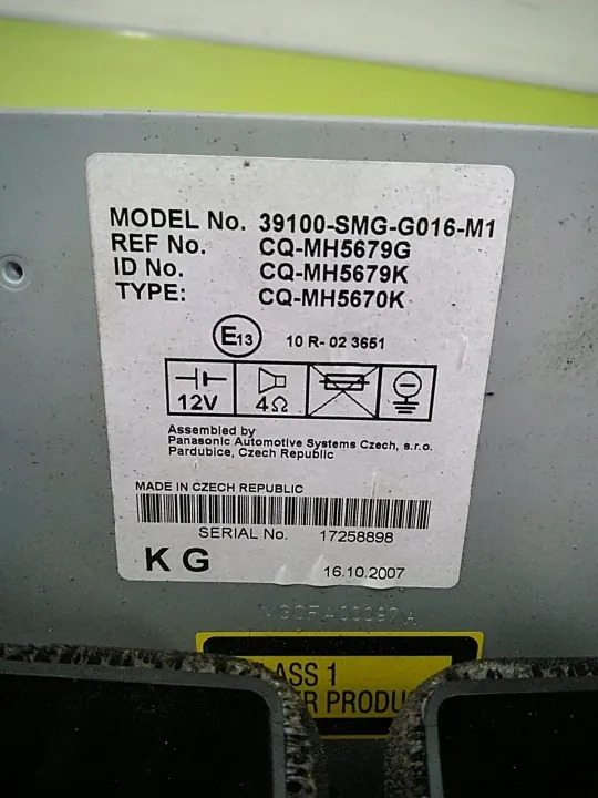 OEM 39100-SMG-G016-M1 radio för Honda Civic VIII 06-11 image 7