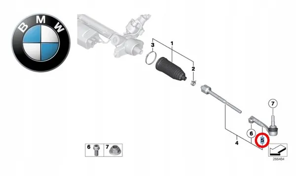 BMW X5 F15 F85 M Styrstag Höger Kullager 32106858738 image 4